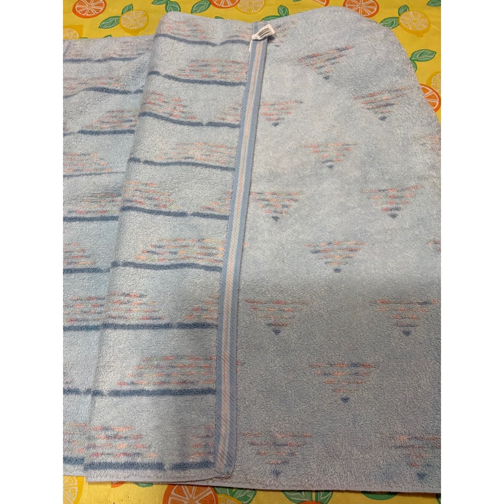 Field crest mills Bath Towel Unisex OS Pale Blue Geometric Vintage Retro 47x25